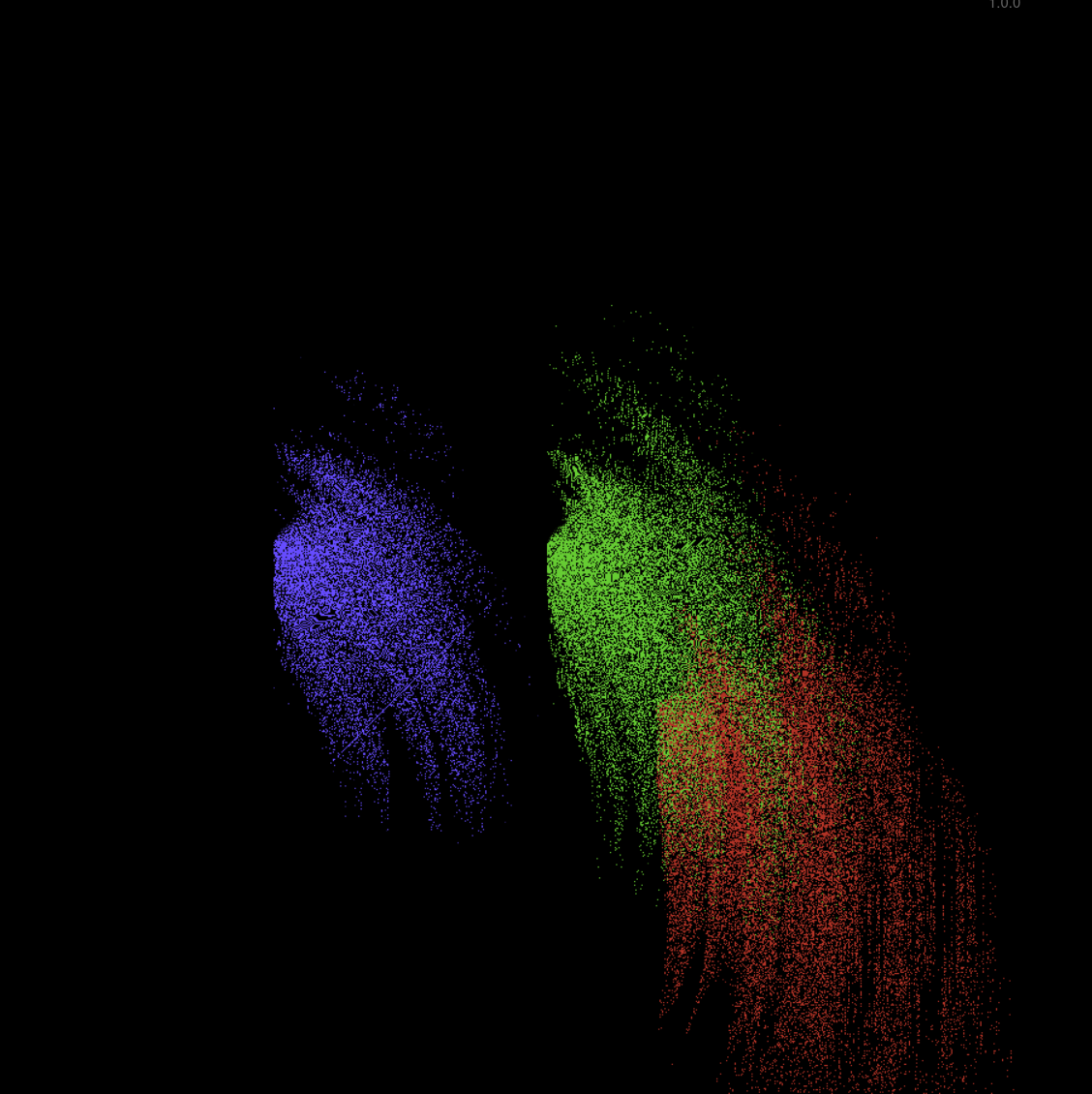 Three glowy misshapen streaks